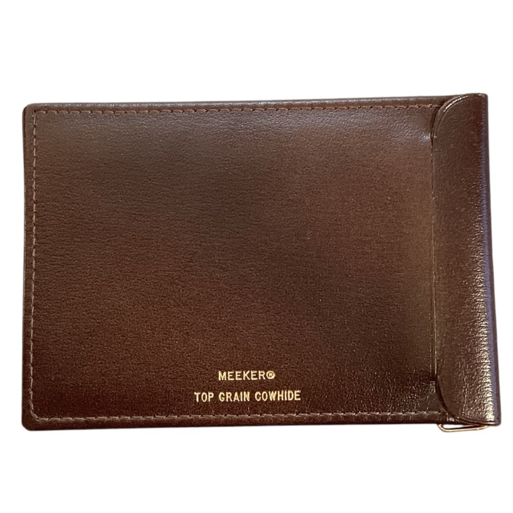 Meeker Men’s Brown‎ Leather Top Grain Cowhide Bifold Money Clip NWOT Vintage 80s